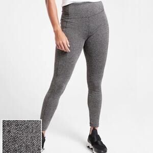 Athleta Abalone Grey Delancey Herringbone Tight Leggings Sz M